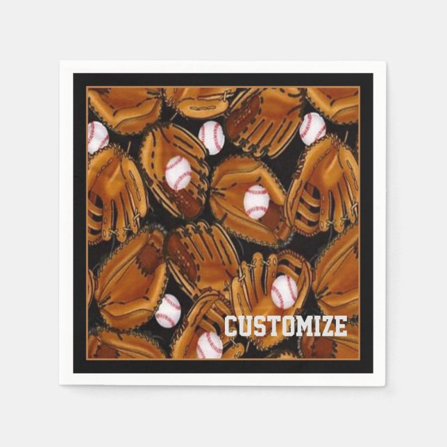 Guardanapo De Papel Baseball Mitts Pattern Napkins (Frente)