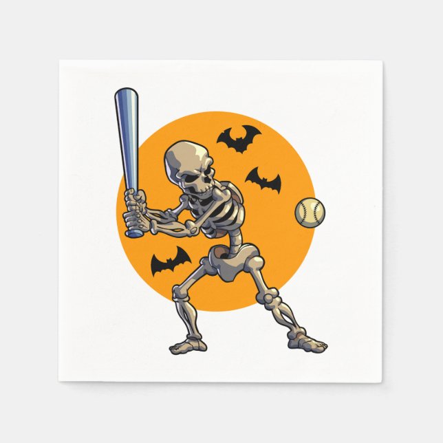 Guardanapo De Papel Baseball Skeleton Halloween Men Meninos Baseball H (Frente)