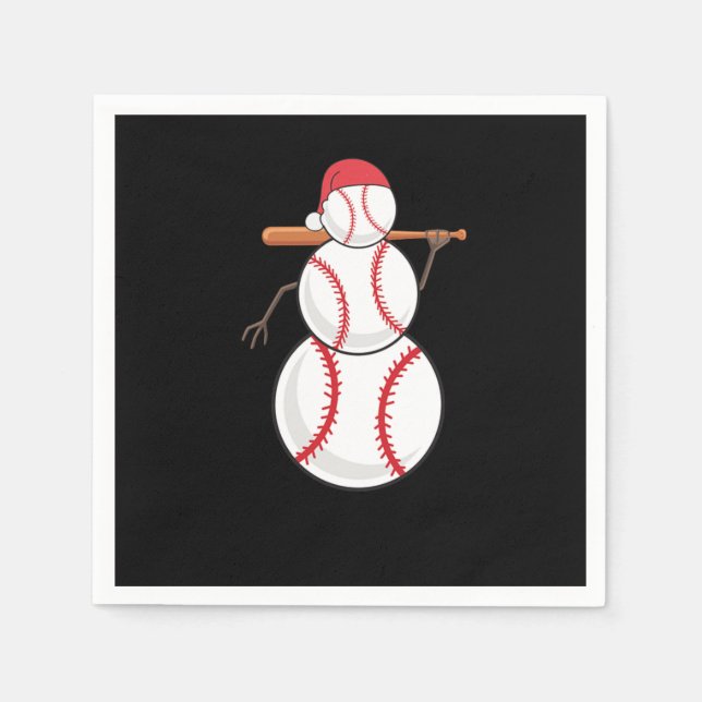 Guardanapo De Papel Baseball Snowman de Natal (Frente)