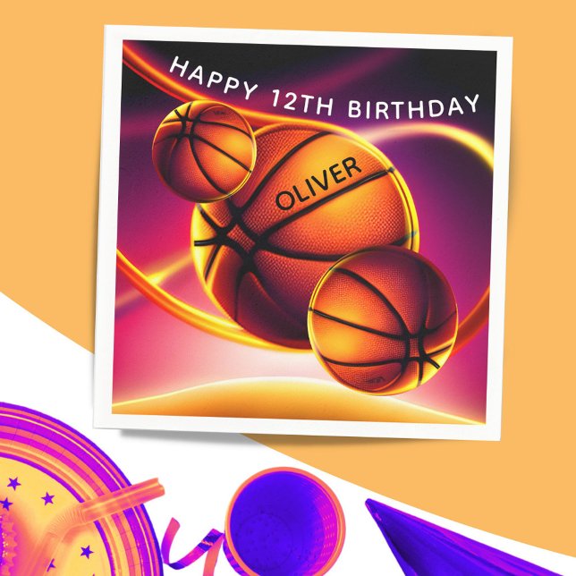 Guardanapo De Papel Basketball Ball Sports Happy Birthday Party  (Criador carregado)