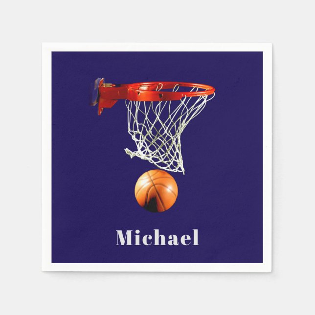 Guardanapo De Papel Basquetebol Substitua pelo Seu Nome (Frente)