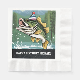 Guardanapo De Papel Bass Engraçado Festa de aniversário de Pesca Nome