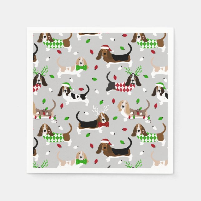 Guardanapo De Papel Basset de Natal Hound Napkins (Frente)