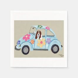 Guardanapo De Papel  Basset Hound in Hippy car