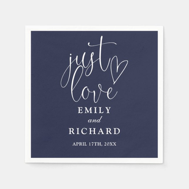 Guardanapo De Papel Basta Amar Script Elegante Marinho Casamento Azul (Frente)