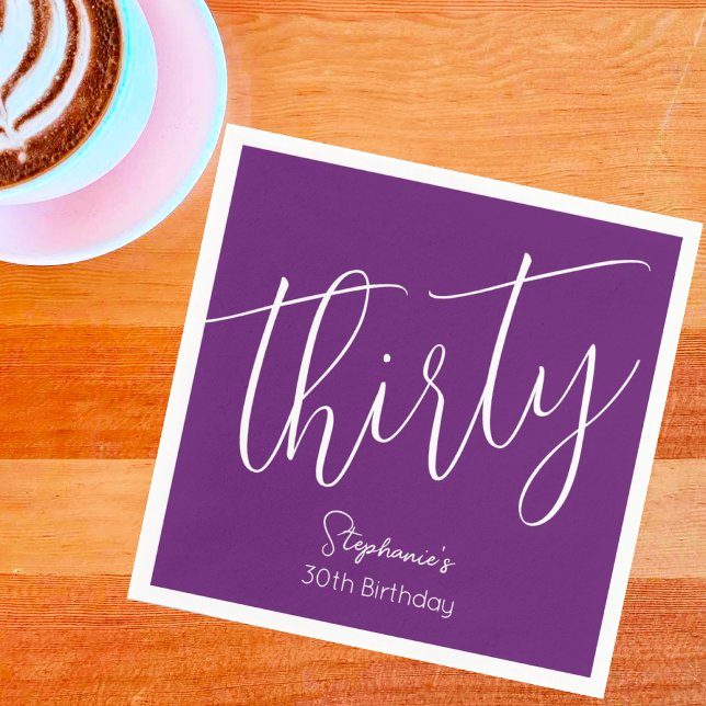 Guardanapo De Papel Basta moderno Script Autumn Purple aniversário de  (Criador carregado)