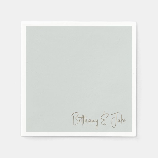 Guardanapo De Papel Basta Sage Dourado Script Casamento Cocktail (Frente)