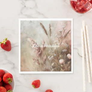 Guardanapo De Papel Bastante Chic Bege Rosa Boho Floral