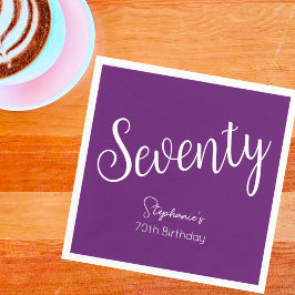 Guardanapo De Papel Bastante Moderno Script Autumn Purple 70 Birthday