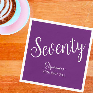 Guardanapo De Papel Bastante Moderno Script Autumn Purple 70 Birthday