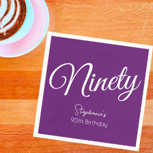 Guardanapo De Papel Bastante Moderno Script Autumn Purple 90 Birthday