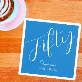 Guardanapo De Papel Bastante moderno Script Azul 50º aniversário
