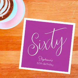 Guardanapo De Papel Bastante moderno Script Escuro Rosa 60º Aniversári