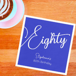 Guardanapo De Papel Bastante Moderno Script Real 80 Azul Aniversário