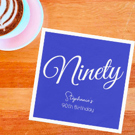 Guardanapo De Papel Bastante Moderno Script Real 90 Azul Aniversário