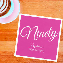Guardanapo De Papel Bastante moderno Script Rosa, 90, Aniversário