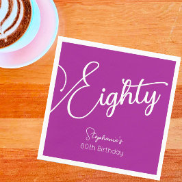 Guardanapo De Papel Bastante moderno Script Rosa Escuro 80, Aniversári