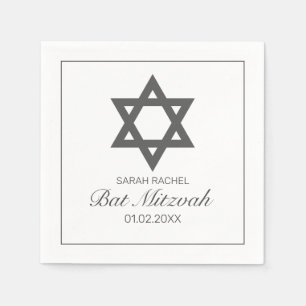 Guardanapo De Papel Bastão preto branco minimalista moderno Mitzvah d