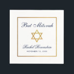 Guardanapo De Papel Bat Mitzvah Azul Branco Dourado<br><div class="desc">Bat Mitzvah Blue White Livro Dourado Napkin</div>