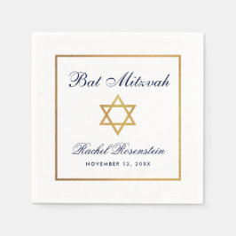 Guardanapo De Papel Bat Mitzvah Azul Branco Dourado