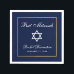 Guardanapo De Papel Bat Mitzvah Blue e Dourado<br><div class="desc">Bat Mitzvah Blue e Dourado Papel Napkin</div>