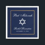 Guardanapo De Papel Bat Mitzvah Blue e Dourado<br><div class="desc">Bat Mitzvah Blue e Dourado Papel Napkin</div>