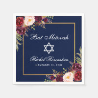 Bat Mitzvah Burgundy Floral Dourado