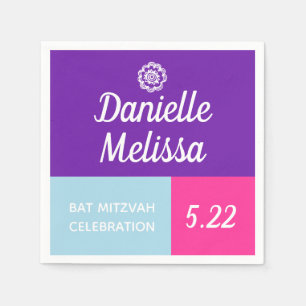 Guardanapo De Papel Bat Mitzvah Color Block Personalizou Napkins