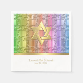 Guardanapo De Papel Bat Mitzvah Colorful Rainbow Star Damask