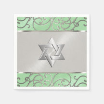 Bat Mitzvah Elegante Mint Green Silver Filigree