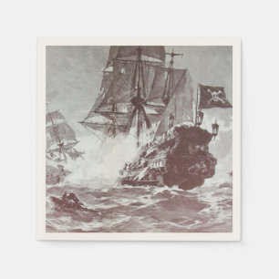 Guardanapo De Papel BATALHA DE NAVIO PIRATE EM preto