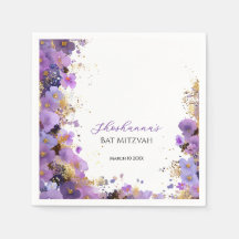 Batem de Mitzvah Floral Roxo e Dourado