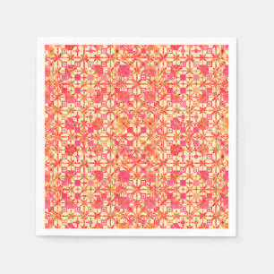 Guardanapo De Papel Batik tribal - laranja, cor-de-rosa coral e fúcsi