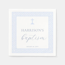 Guardanapo De Papel Batismo Azul Branco Chave Grega