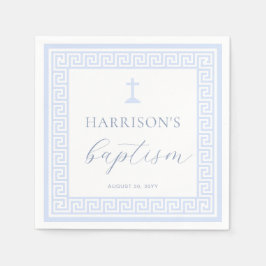 Guardanapo De Papel Batismo Azul Branco Chave Grega