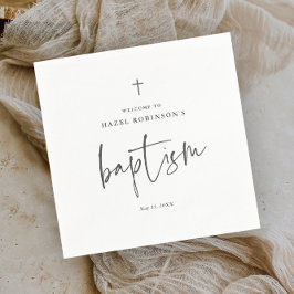 Guardanapo De Papel Batismo Branco de Script Simples