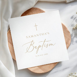 Guardanapo De Papel Batismo com Caligrafia Elegante a Ouro