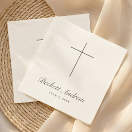 Guardanapo De Papel Batismo com Cruz Simples em Script
