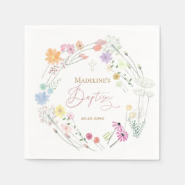 Guardanapo De Papel Batismo corante de flores silvestres coloridas