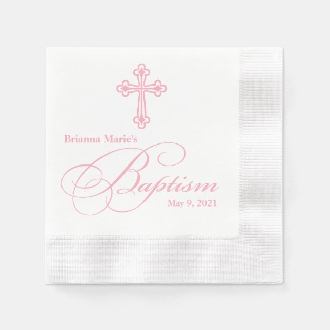 Guardanapo De Papel Batismo Cruzado Elegante Personalizado Napkin (Frente)