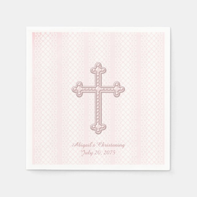 Guardanapo De Papel Batismo da Cruz Rosa (Frente)