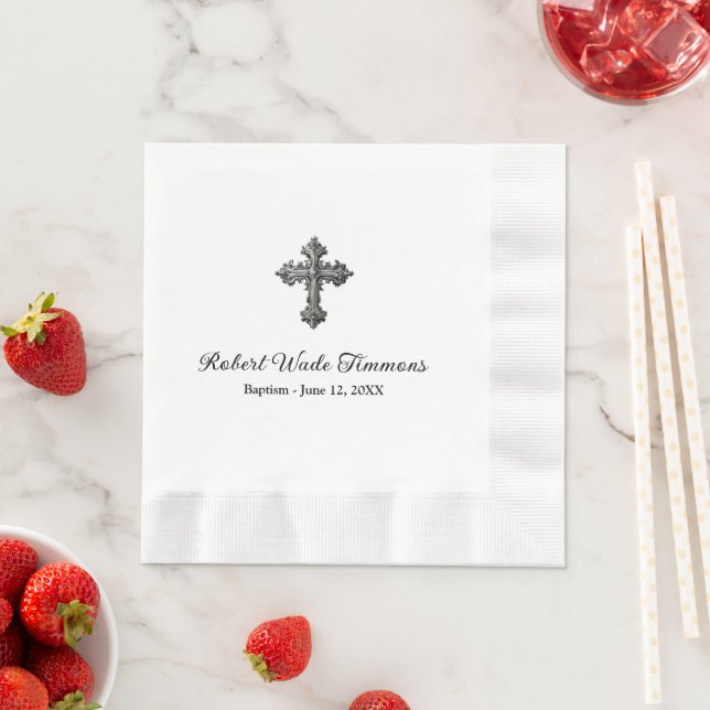 Guardanapo De Papel Batismo Elegante Personalizado (Insitu)