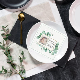 Guardanapo De Papel Batismo Eucalyptus Greenery Christening Obrigado