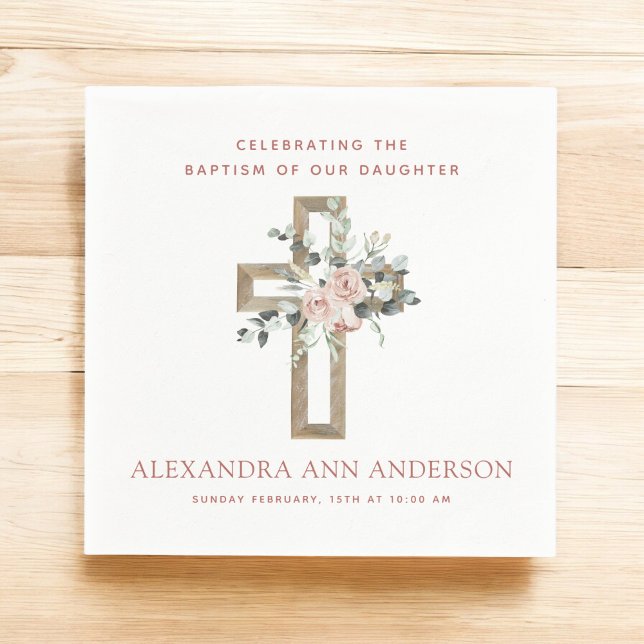 Guardanapo De Papel Batismo feminino Rosa Rosa Rosa Rosa Rosa Cristã (Criador carregado)