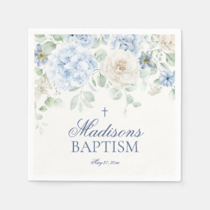 Guardanapo De Papel Batismo Floral Azul Hipoteca Bloomias Botânicas
