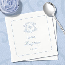 Batismo Floral Claro Azul Cruz Simples