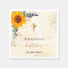 Guardanapo De Papel Batismo girassol eucalipto verde