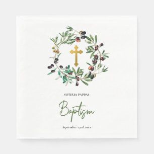 Guardanapo De Papel Batismo Ortodoxo Grego Azeita Verde