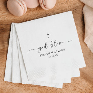 Guardanapo De Papel Batismo Personalizado Cruzado Minimalista
