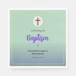 Guardanapo De Papel Batismo Primavera verde-roxo Pastel